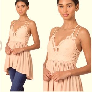 NWT Crochet & Lace Cami-Tunic Top in Blush